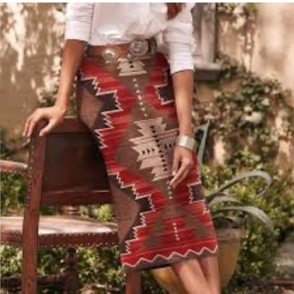 RALPH LAUREN aztec southwestern pattern Knit blanket skirt straight fit 3X - Picture 10 of 13